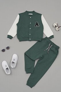 Куртка для колледжа Комплект из зеленого верха и низа с вышивкой For You Kids