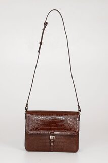 Платиновая женская сумка через плечо среднего размера из натуральной кожи Q8254 GÖNDERİ(R), черный
