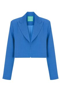 Укороченная куртка из льна синего цвета WHENEVER COMPANY