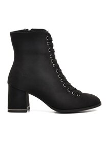 336129 Черные замшевые женские ботинки на каблуке Ayakmod