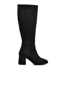 344110 Черные замшевые женские ботинки с флисовой подкладкой Ayakmod