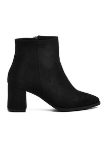 343072 Черные замшевые женские ботинки на каблуке Ayakmod