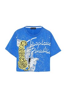 Укороченная футболка с тропическим леопардовым принтом Sax QUZU