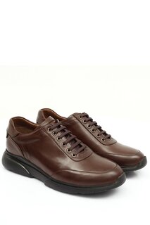 Платиновые мужские повседневные кроссовки из натуральной кожи на шнуровке 01814 GÖNDERİ(R), черный