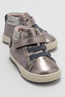 Платиновые повседневные ботинки из натуральной кожи с анатомической формой для девочек MİNİPİCCO, серебро Minipicco
