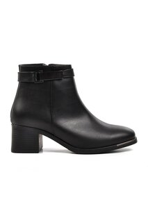 358093 Черные женские ботинки на каблуке с флисовой подкладкой Ayakmod