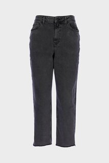 Укороченные джинсовые брюки прямого кроя с вырезом и высокой талией антрацитового цвета Eliza C 4518-088 CROSS JEANS