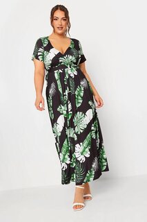 Платье больших размеров из лайкры с V-образным вырезом и узором, с короткими рукавами и поясом 302151 Stil Diva