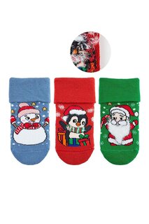 3-х предметные новогодние изогнутые носки-полотенца с детскими головками Bross