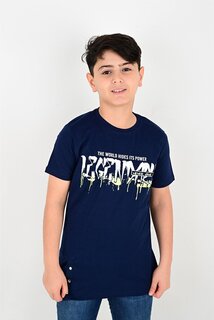 Легендарная футболка с принтом MYHANNE, темно-синий