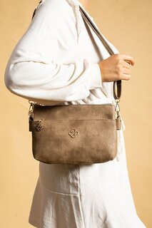 Женская сумка через плечо на молнии с регулируемым ремешком и 3 отделениями BAG4944-23Volume Pembe Potin, норка