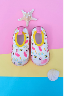 Летние морские туфли для девочек с нескользящей подошвой и рисунком фламинго-F-7030 First Step