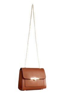 Женская сумка через плечо миди на цепочке с передним карманом (20613) Luwwe Bags, браун-тан