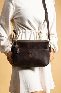 Женская сумка через плечо на молнии с регулируемым ремешком и 3 отделениями BAG4944-23Volume Pembe Potin, коричневый