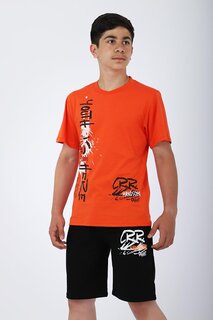Летний комплект футболки и шорты для мальчика с принтом Youth is here Pina Kids, апельсин