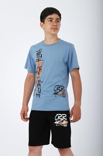 Летний комплект футболки и шорты для мальчика с принтом Youth is here Pina Kids, синий