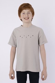 Летняя футболка с круглым вырезом для мальчика и карманом с принтом BLACK ONE, светло-серый