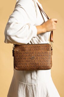 Женская сумка через плечо на молнии с регулируемым ремнем и 3 отделениями BAG4944-23Распечатать Pembe Potin, легкий кофе