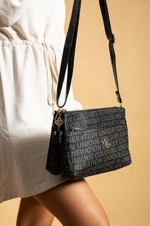 Женская сумка через плечо на молнии с регулируемым ремнем и 3 отделениями BAG4944-23Распечатать Pembe Potin, черный