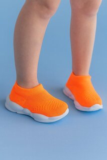 Ультралегкая стелька из пены с эффектом памяти. Детская трикотажная спортивная обувь Neon Orange-M-1002. First Step