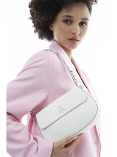Женская сумка через плечо с кожаным принтом BENETTON, белый