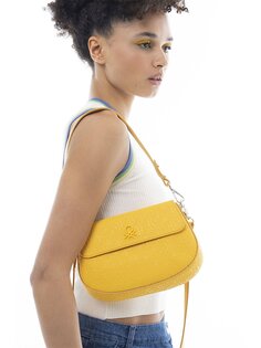 Женская сумка через плечо с кожаным принтом BENETTON, желтый