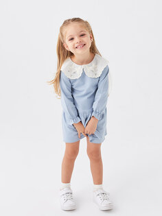 Платье для маленьких девочек с воротником Bebe и длинными рукавами Yami Mia, синие полосы