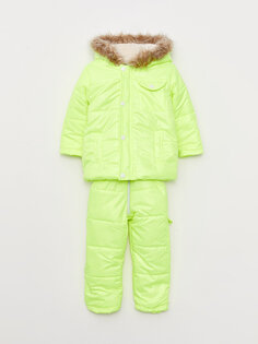 Лыжная куртка и комбинезон для маленьких девочек с капюшоном, комплект из 2 шт. Coppa, неоновый зеленый