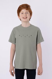 Летняя футболка с круглым вырезом для мальчика и карманом с принтом BLACK ONE, зеленый