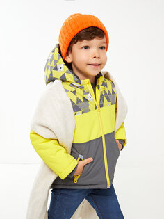 Лыжная куртка для маленьких мальчиков с капюшоном и длинными рукавами LCW baby, яркий желтый