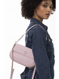 Женская сумка через плечо с кожаным принтом BENETTON, розовый