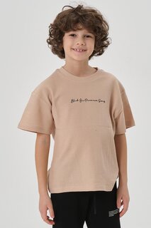 Летняя футболка из вафельной ткани для мальчика BLACK ONE, бежевый