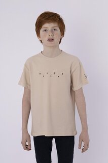 Летняя футболка с круглым вырезом для мальчика и карманом с принтом BLACK ONE, бежевый