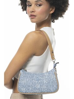 Женская сумка через плечо с кожаным принтом BENETTON, джинсовый синий