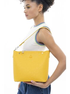 Женская сумка через плечо с кожаным принтом BENETTON, желтый