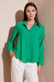 Летняя рубашка стандартного кроя с длинной спиной 611BG9741 Lela, зеленый