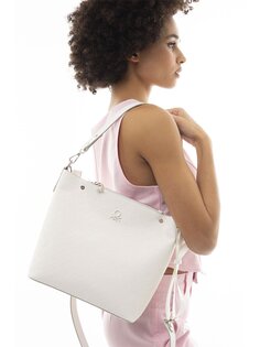 Женская сумка через плечо с кожаным принтом BENETTON, белый
