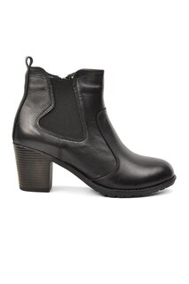 546 Черные женские ботинки на каблуке из натуральной кожи Ayakmod