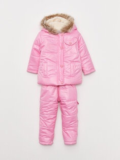 Лыжная куртка и комбинезон для маленьких девочек с капюшоном, комплект из 2 шт. Coppa, розовый