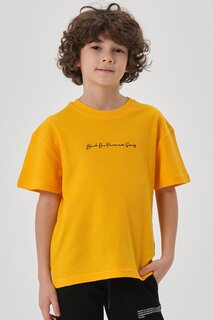 Летняя футболка из вафельной ткани для мальчика BLACK ONE, горчично-желтый