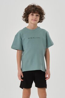Летняя футболка из вафельной ткани для мальчика BLACK ONE, зеленый