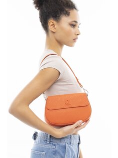 Женская сумка через плечо с кожаным принтом BENETTON, апельсин