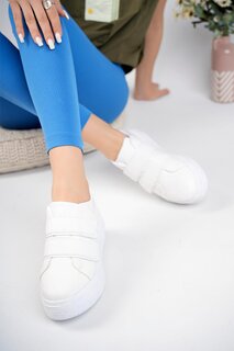 Лондонские женские ортопедические удобные кроссовки на толстой подошве без шнурков на липучке, спортивная обувь Muggo, белый