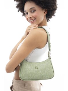 Женская сумка через плечо с кожаным принтом BENETTON, зеленый