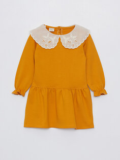 Платье для маленьких девочек с воротником Bebe и длинными рукавами Yami Mia, апельсин