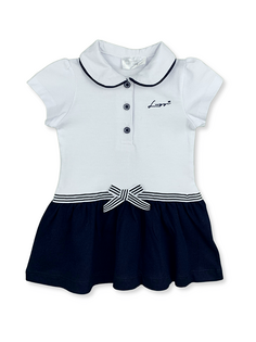 Платье для маленьких девочек с воротником на пуговицах и короткими рукавами спереди LUGGİ BABY, белый