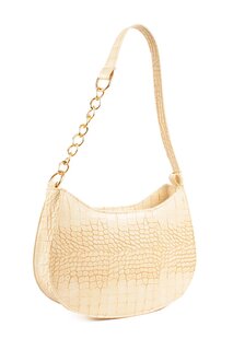 Женская сумка через плечо с кожаным ремешком и полуцепочкой (10774) Luwwe Bags, крем
