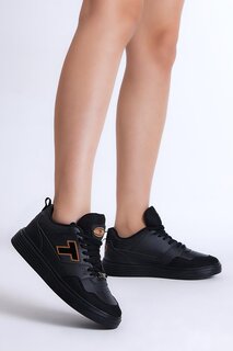 Унисекс черные креповые кроссовки на шнуровке с удобной полиподошвой TONNY BLACK