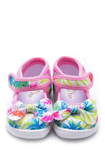 Льняная детская обувь с розовым бантом-F-472 First Step