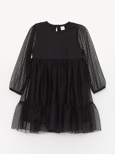 Платье для маленьких девочек с круглым вырезом и длинными рукавами LCW baby, новый черный